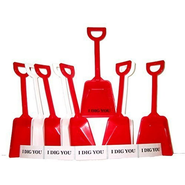 3 Small  Red Sand Buckets Shovels & I Dig You Stickers Made in America*